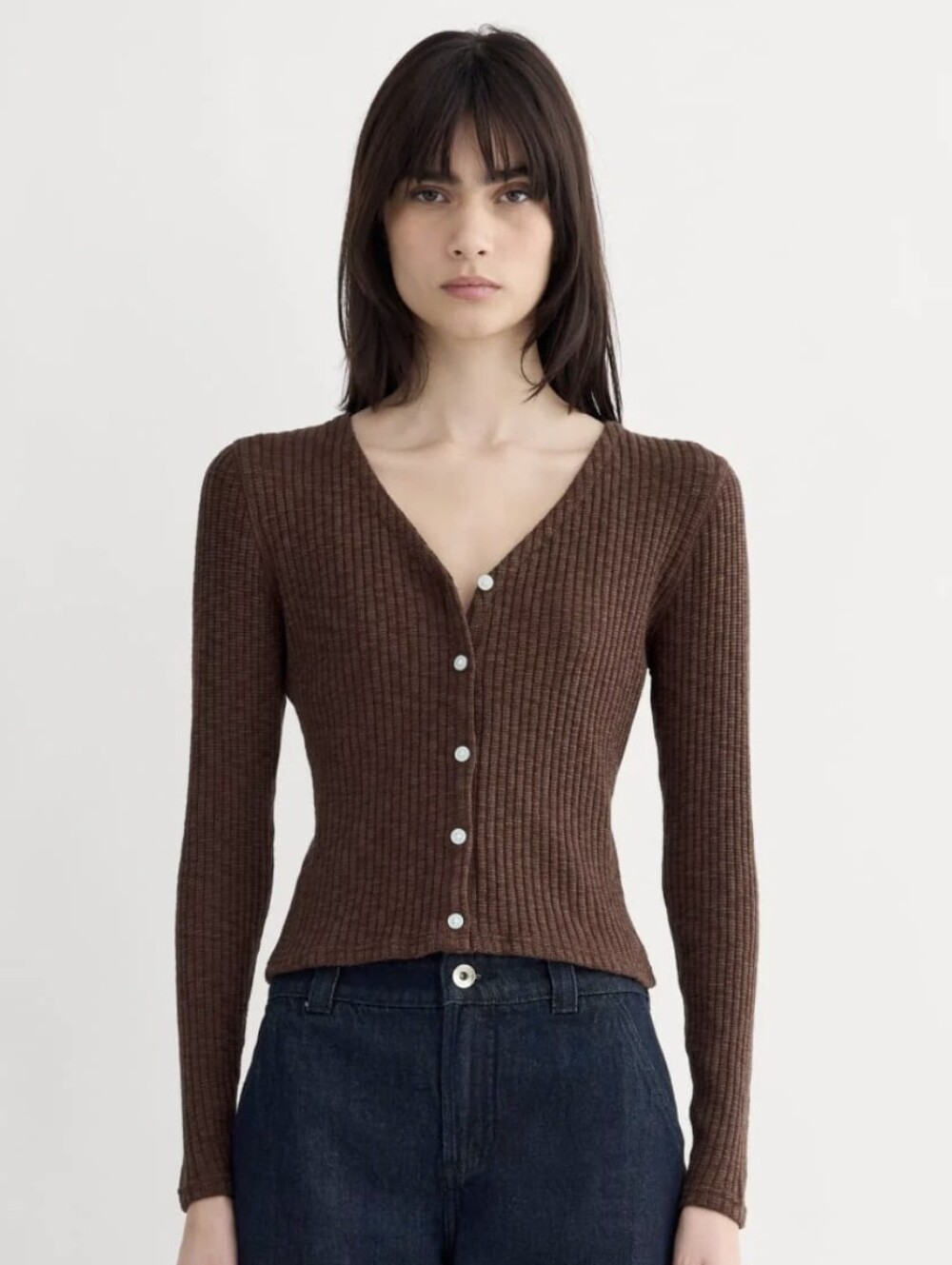 Everlane - Cozy Ribbed V-Neck Cardigan MEDIUM